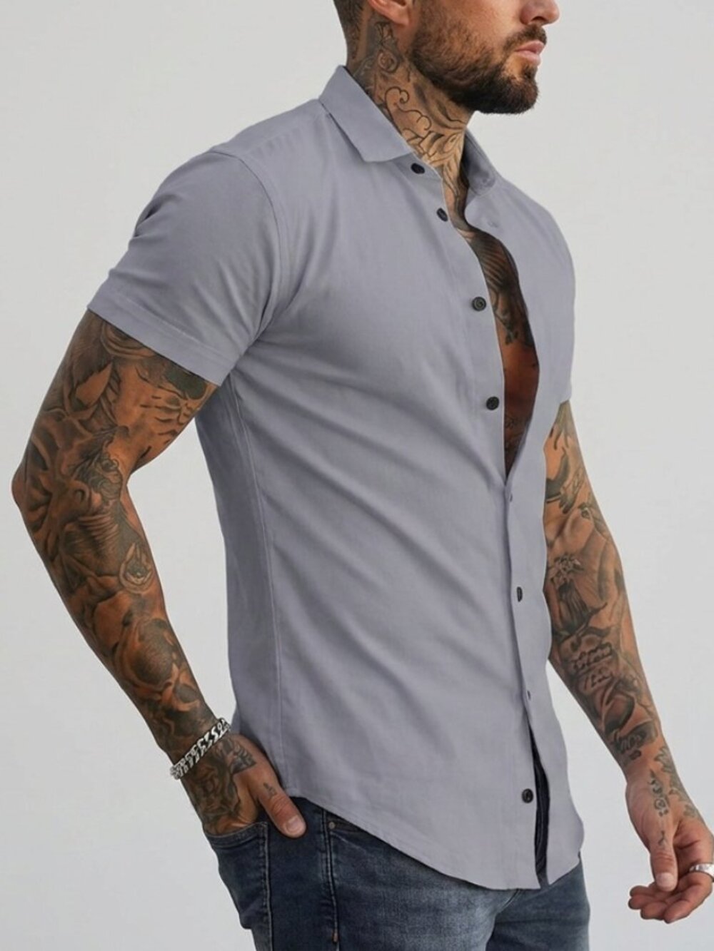 Men's Casual Short Sleeve Button Down Shirt